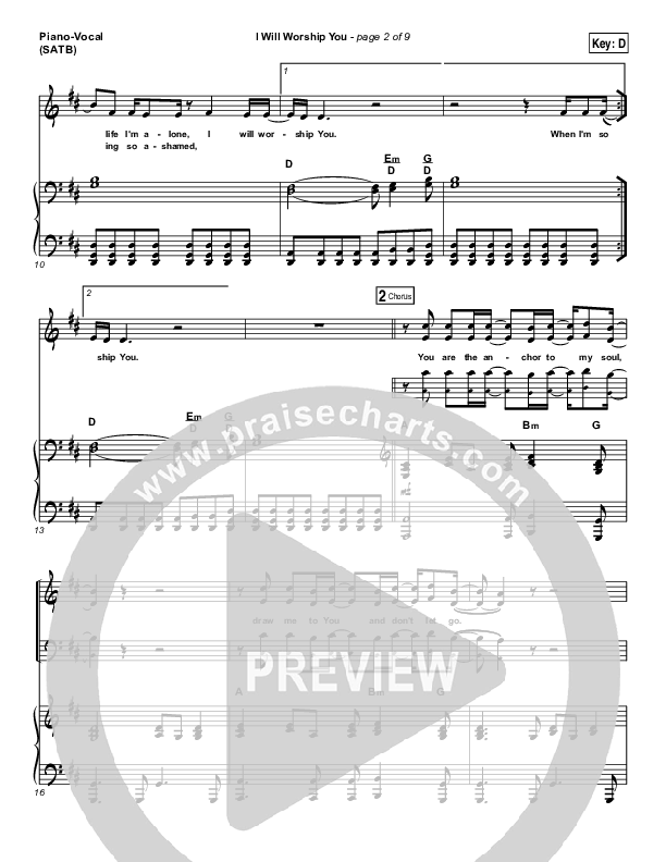 I Will Worship You Piano/Vocal (SATB) (Paul Baloche)