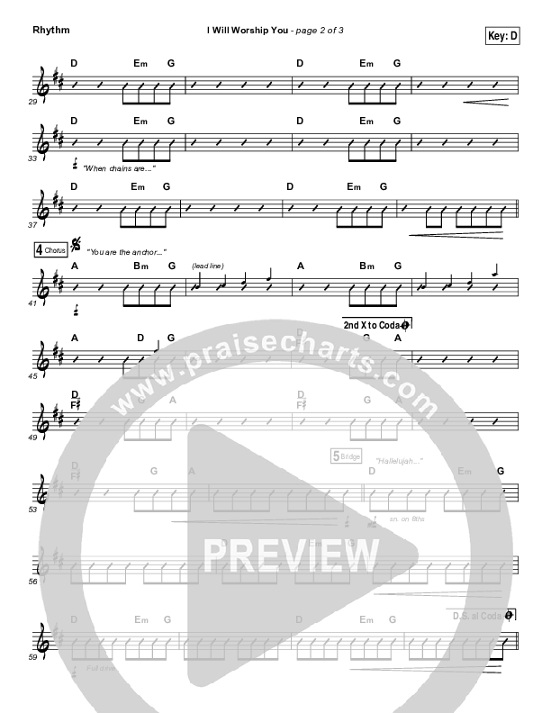 I Will Worship You Rhythm Chart (Paul Baloche)