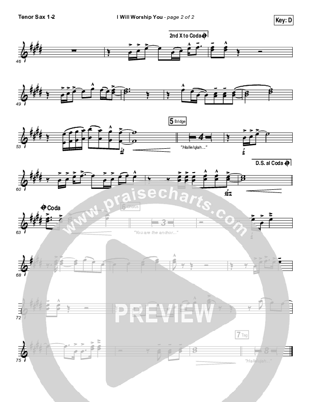 I Will Worship You Tenor Sax 1/2 (Paul Baloche)