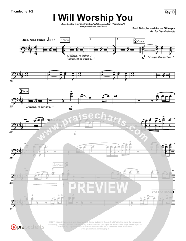 I Will Worship You Trombone 1/2 (Paul Baloche)