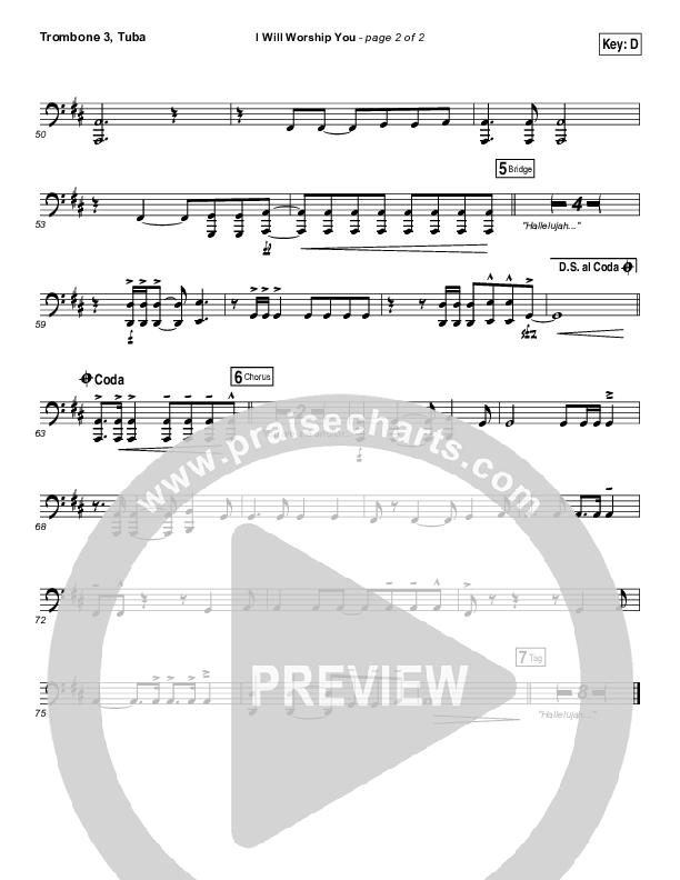 I Will Worship You Trombone 3/Tuba (Paul Baloche)
