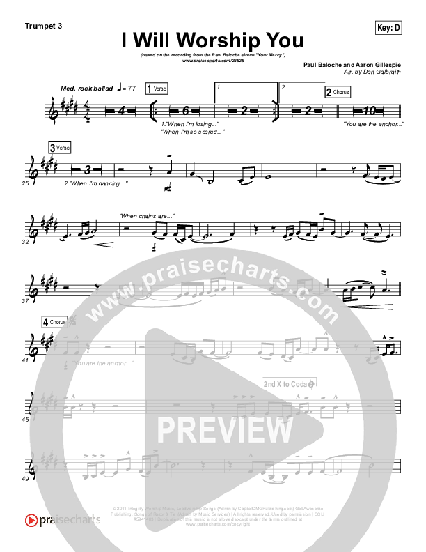 I Will Worship You Trumpet 3 (Paul Baloche)