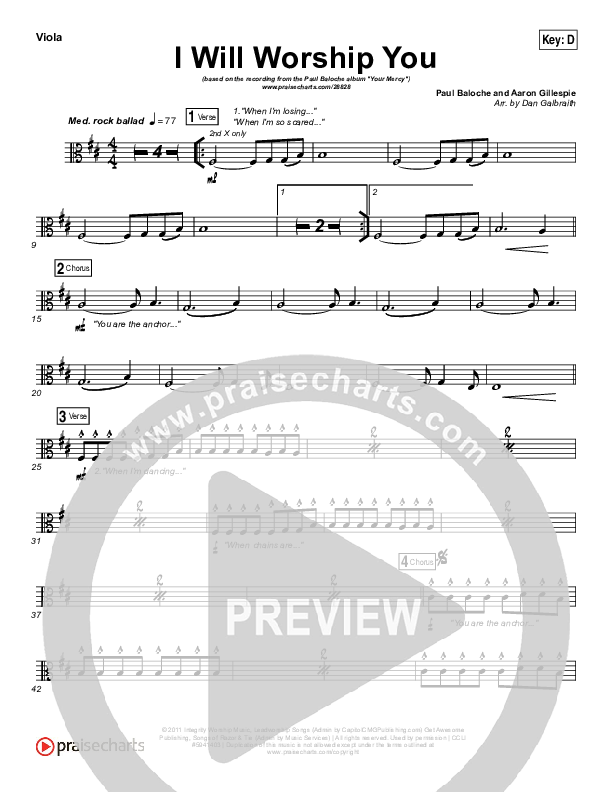 I Will Worship You Viola (Paul Baloche)