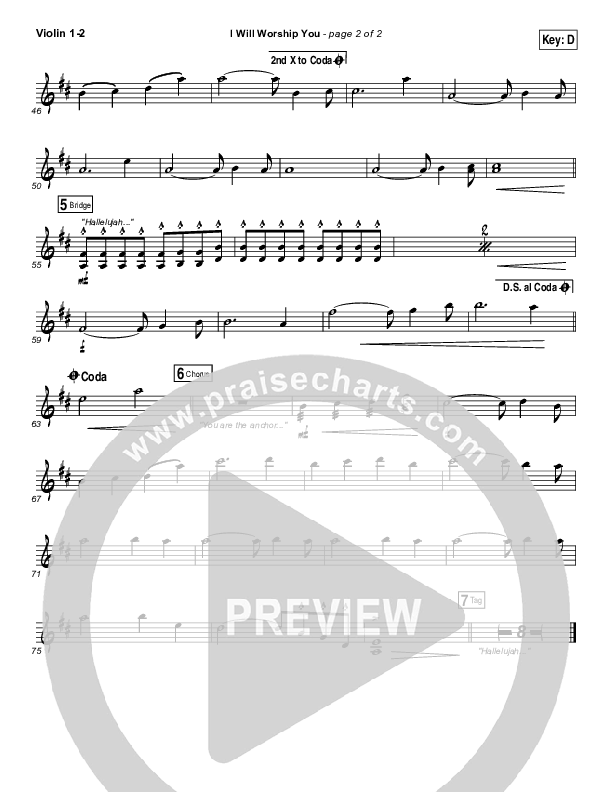 I Will Worship You Violin 1/2 (Paul Baloche)