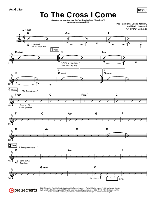 To The Cross I Come Acoustic Guitar (Paul Baloche)