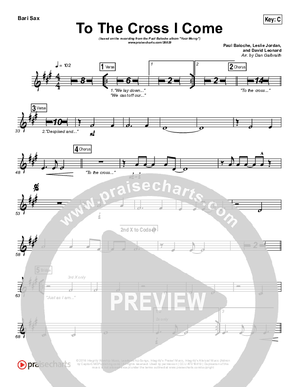 To The Cross I Come Bari Sax (Paul Baloche)