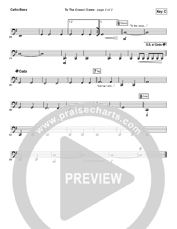 To The Cross I Come Cello/Bass (Paul Baloche)