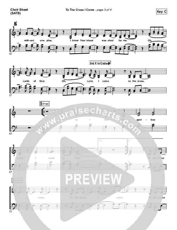 To The Cross I Come Choir Sheet (SATB) (Paul Baloche)