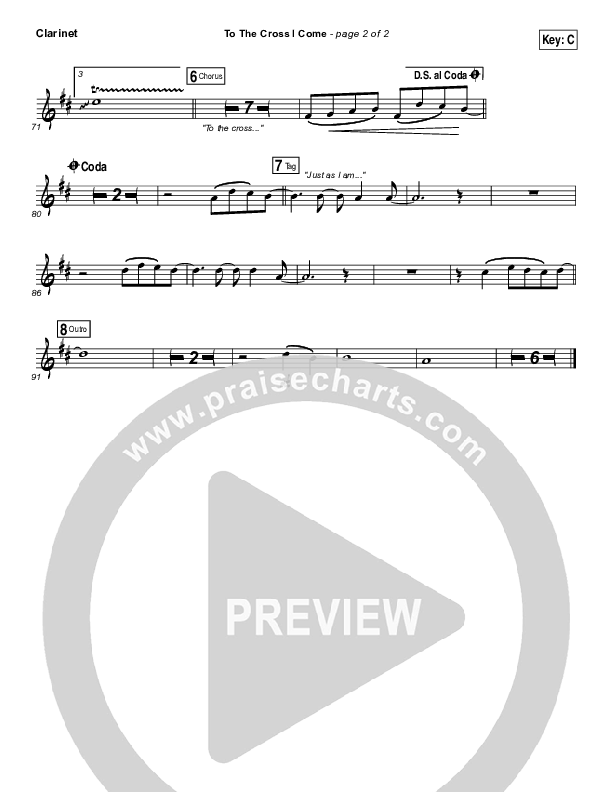 To The Cross I Come Clarinet (Paul Baloche)