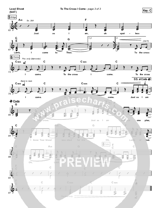 To The Cross I Come Lead Sheet (SAT) (Paul Baloche)