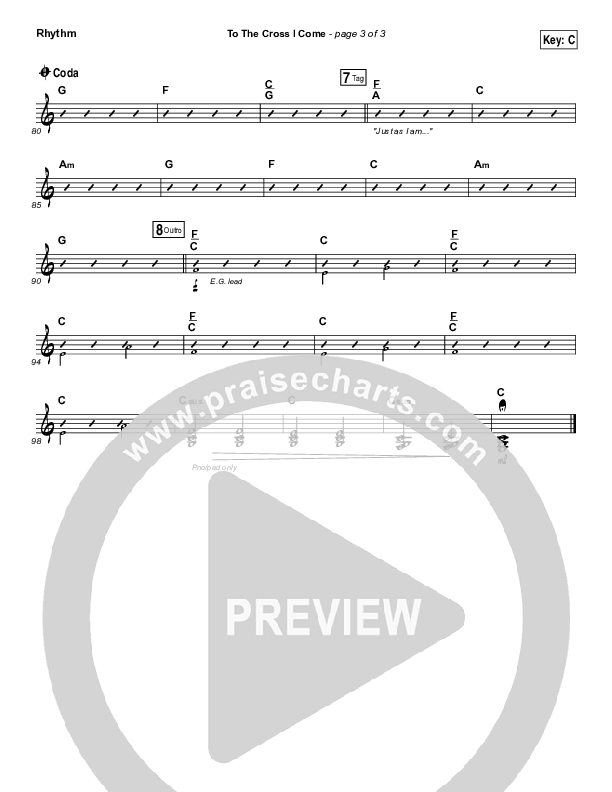 To The Cross I Come Rhythm Chart (Paul Baloche)