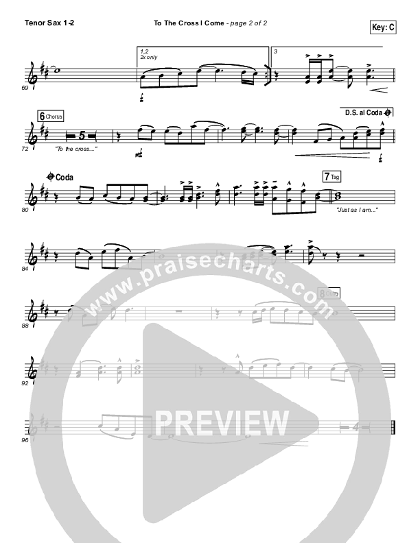 To The Cross I Come Tenor Sax 1/2 (Paul Baloche)