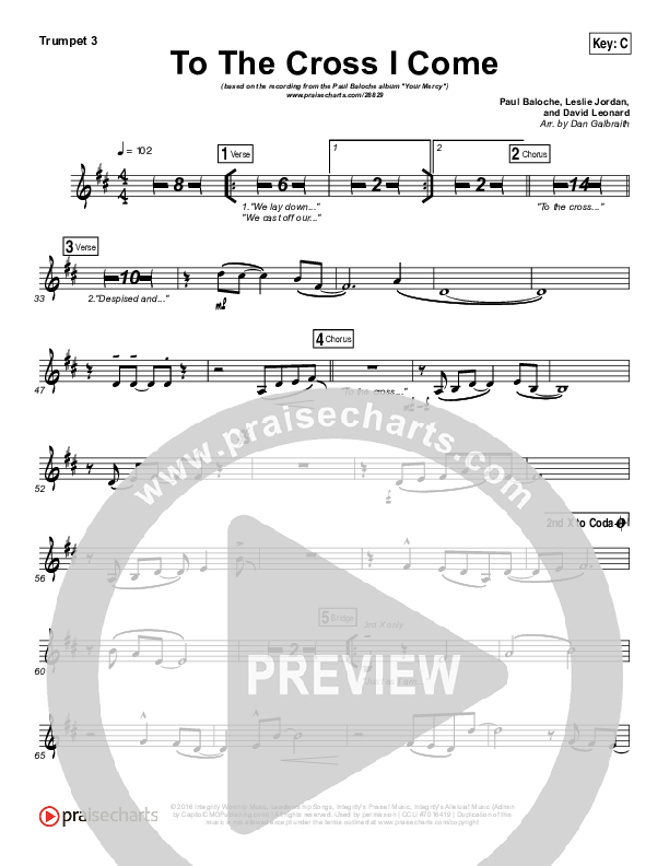 To The Cross I Come Trumpet 3 (Paul Baloche)