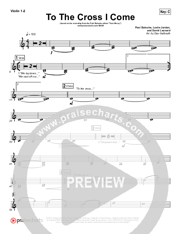 To The Cross I Come Violin 1/2 (Paul Baloche)