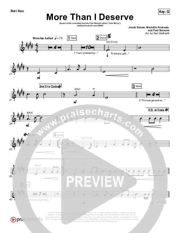 More Than I Deserve Bari Sax (Paul Baloche)