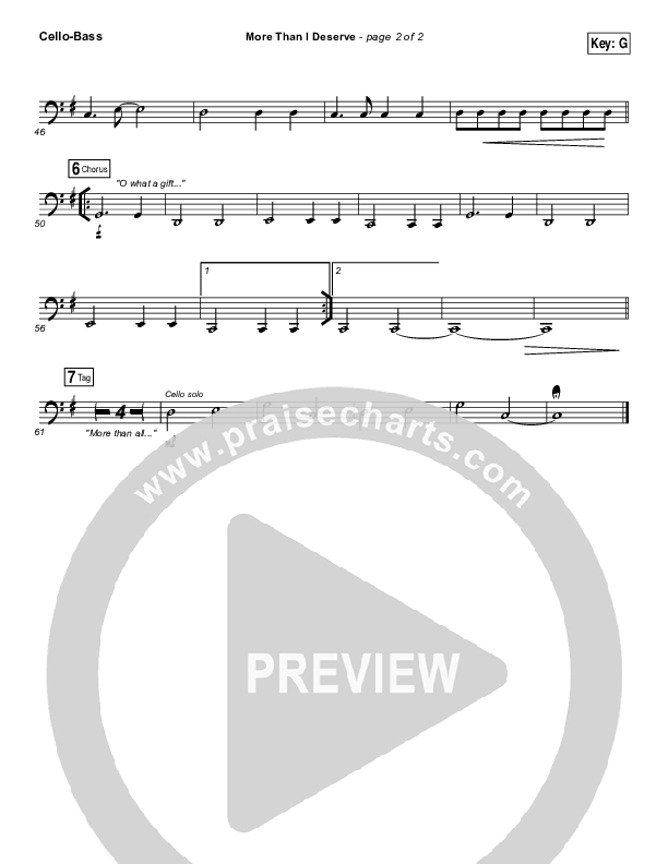 More Than I Deserve Cello/Bass (Paul Baloche)