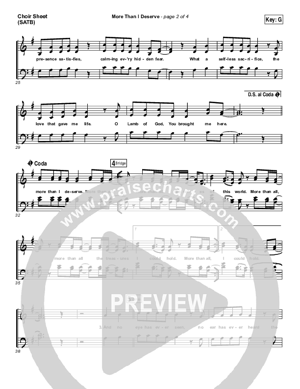 More Than I Deserve Choir Sheet (SATB) (Paul Baloche)