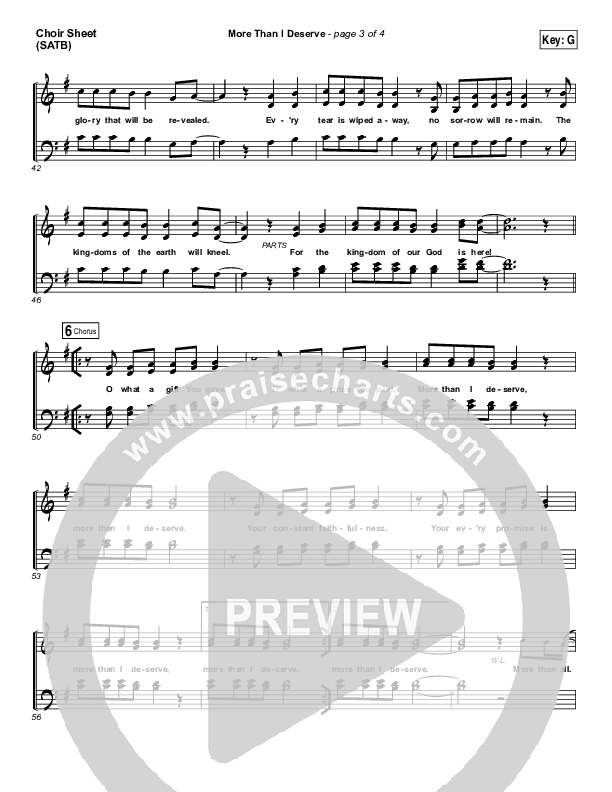 More Than I Deserve Choir Sheet (SATB) (Paul Baloche)