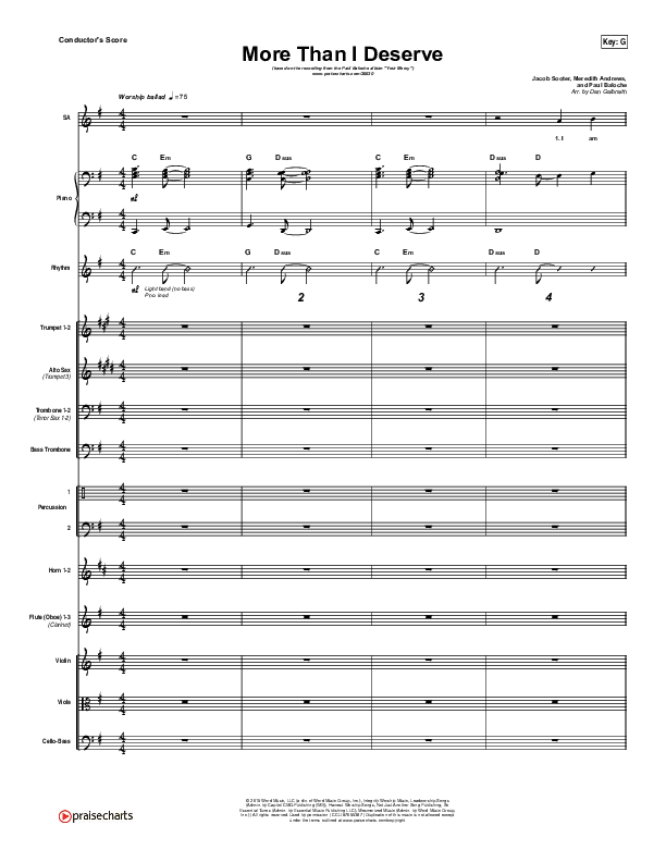 More Than I Deserve Conductor's Score (Paul Baloche)