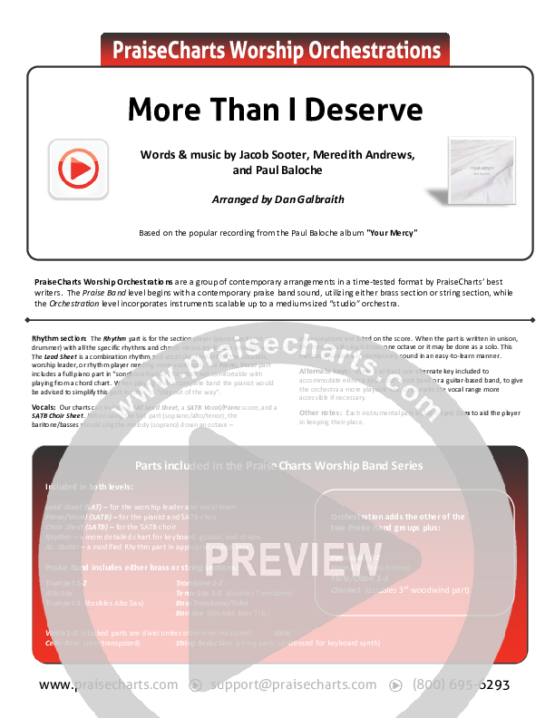 More Than I Deserve Cover Sheet (Paul Baloche)