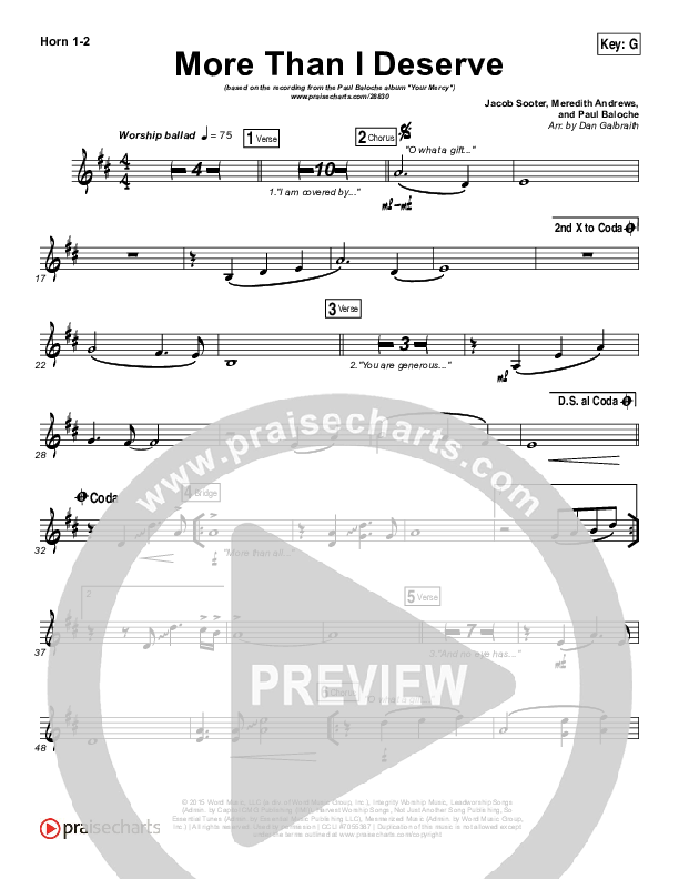 More Than I Deserve Brass Pack (Paul Baloche)