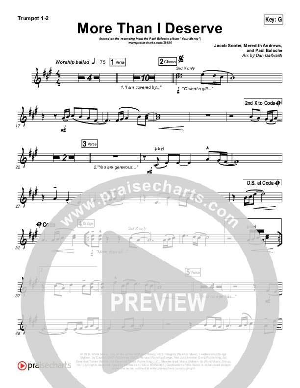 More Than I Deserve Brass Pack (Paul Baloche)