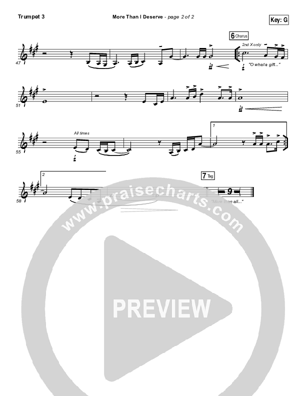 More Than I Deserve Trumpet 3 (Paul Baloche)