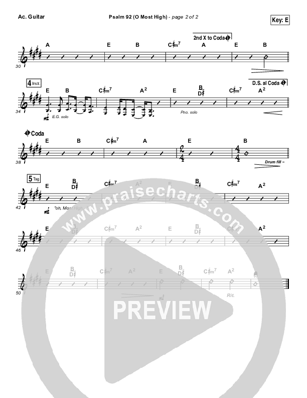 Psalm 92 (O Most High) Acoustic Guitar (Paul Baloche)