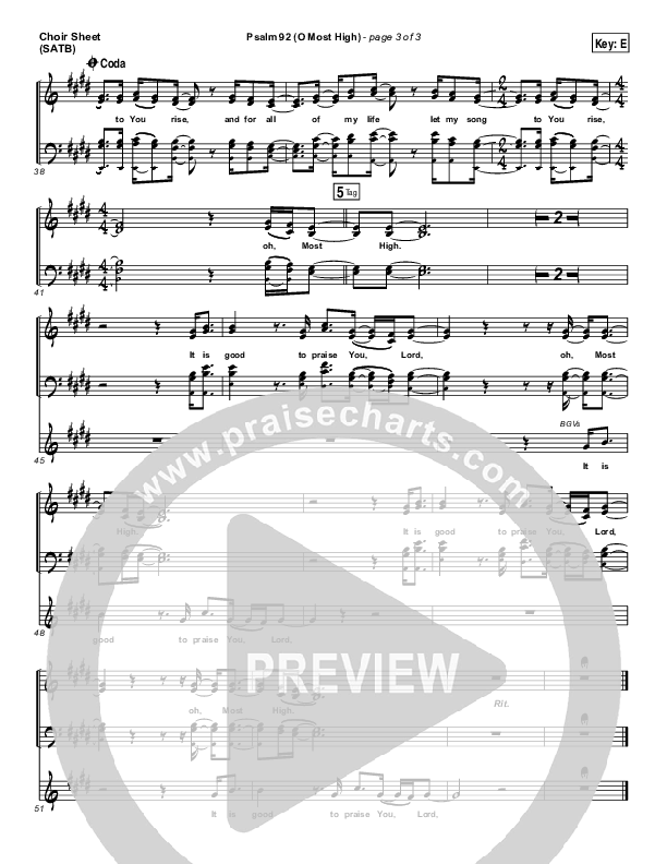 Psalm 92 (O Most High) Choir Vocals (SATB) (Paul Baloche)