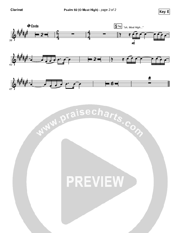 Psalm 92 (O Most High) Clarinet (Paul Baloche)