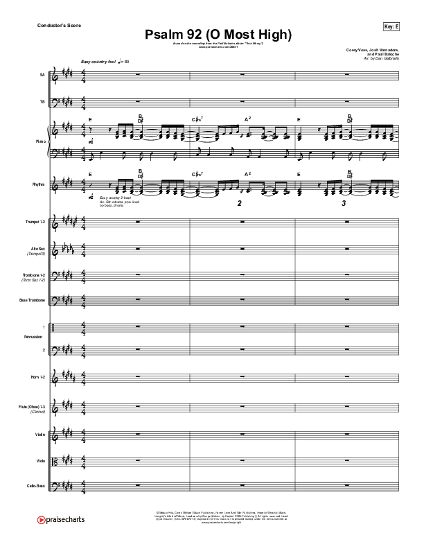 Psalm 92 (O Most High) Conductor's Score (Paul Baloche)