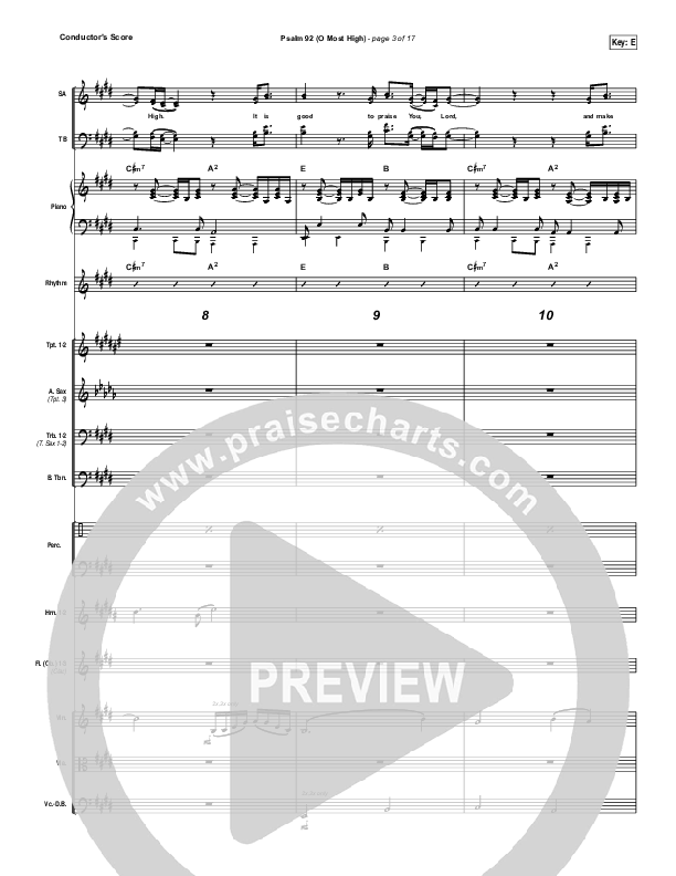 Psalm 92 (O Most High) Conductor's Score (Paul Baloche)