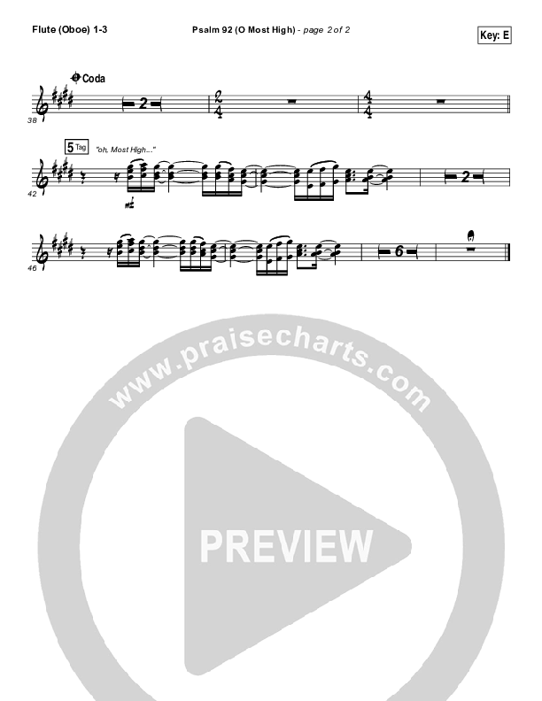 Psalm 92 (O Most High) Flute/Oboe 1/2/3 (Paul Baloche)