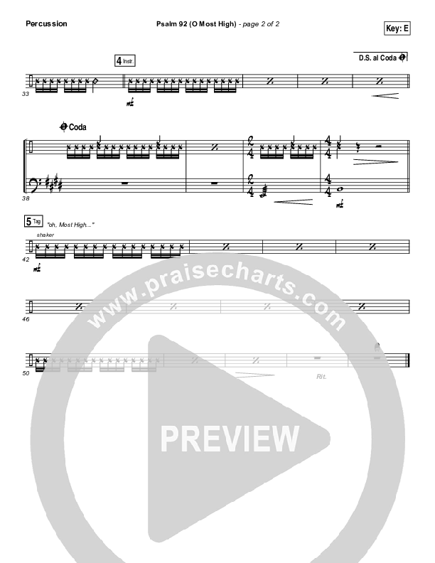 Psalm 92 (O Most High) Percussion (Paul Baloche)