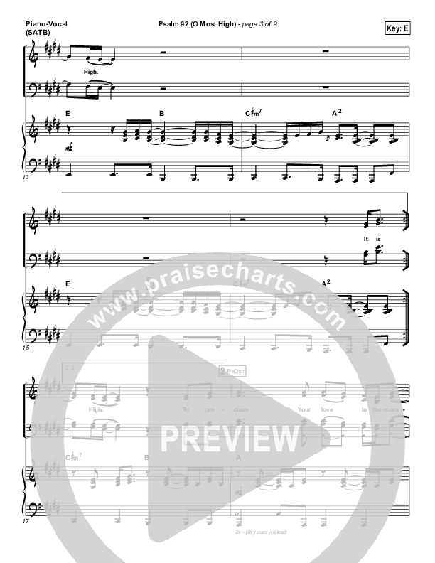 Psalm 92 (O Most High) Piano/Vocal & Lead (Paul Baloche)