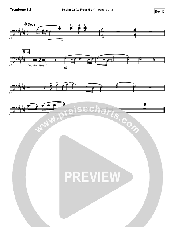 Psalm 92 (O Most High) Trombone 1/2 (Paul Baloche)