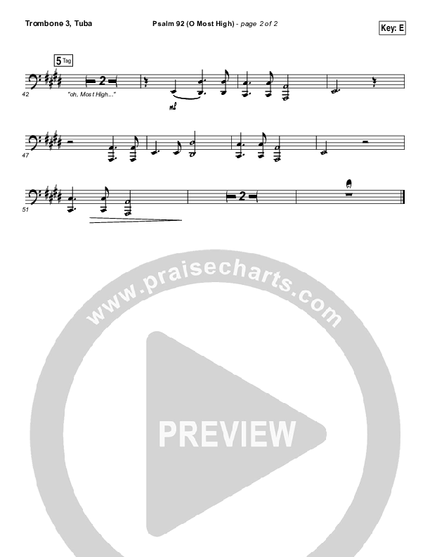 Psalm 92 (O Most High) Trombone 3/Tuba (Paul Baloche)