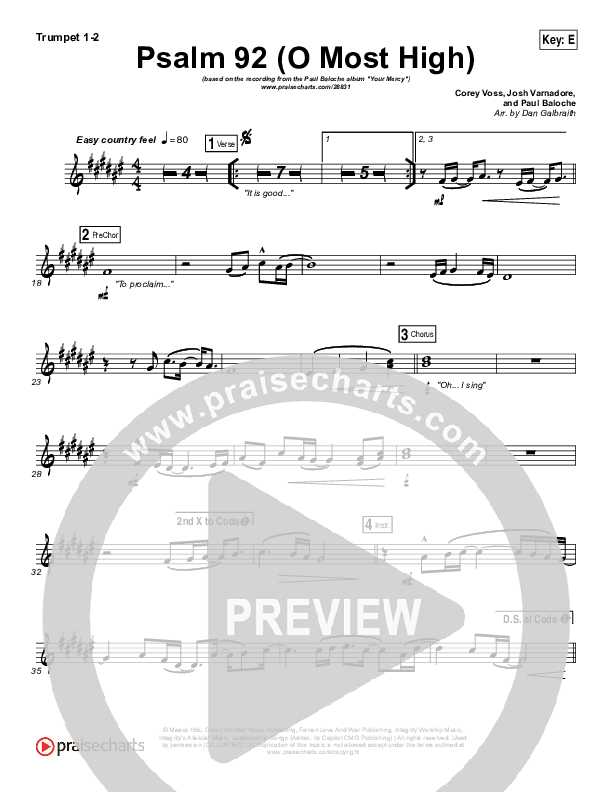 Psalm 92 (O Most High) Brass Pack (Paul Baloche)