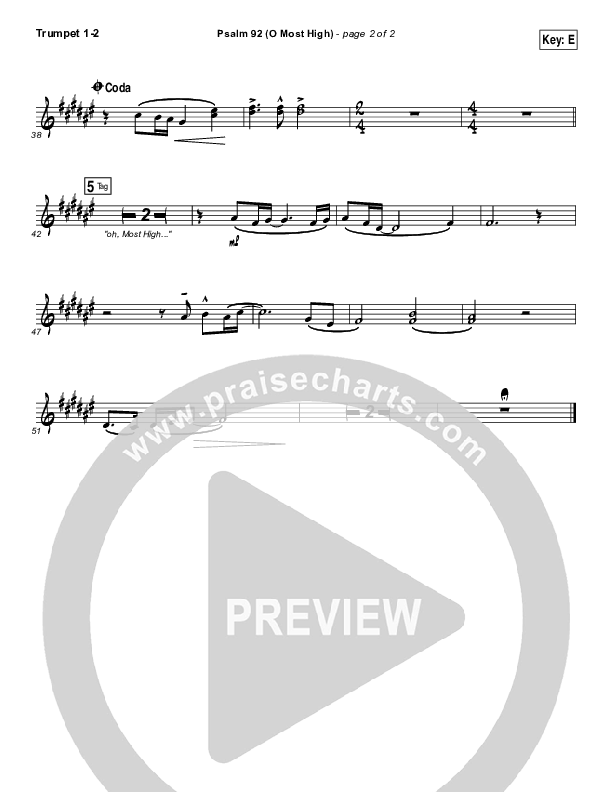Psalm 92 (O Most High) Trumpet 1,2 (Paul Baloche)