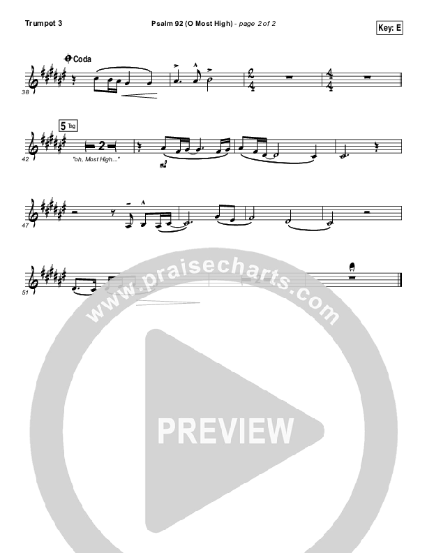Psalm 92 (O Most High) Trumpet 3 (Paul Baloche)