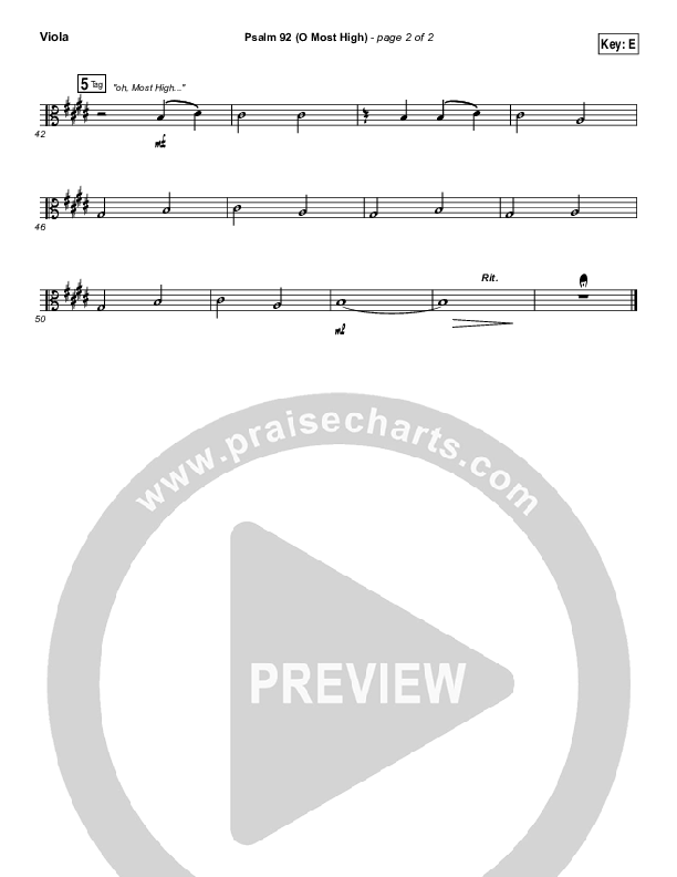 Psalm 92 (O Most High) Viola (Paul Baloche)