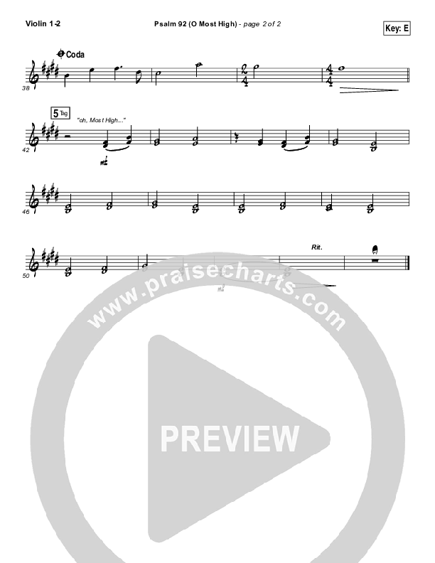 Psalm 92 (O Most High) Violin 1/2 (Paul Baloche)