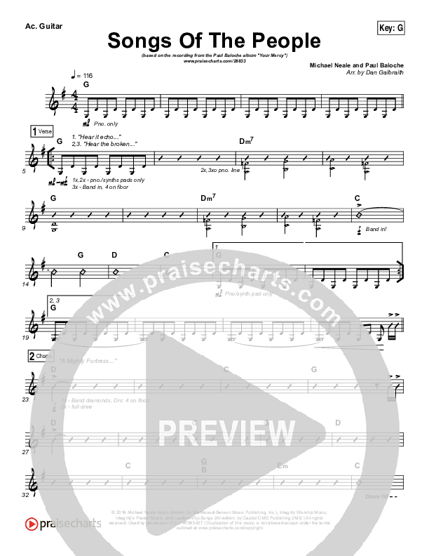 Songs Of The People Rhythm Chart (Paul Baloche)