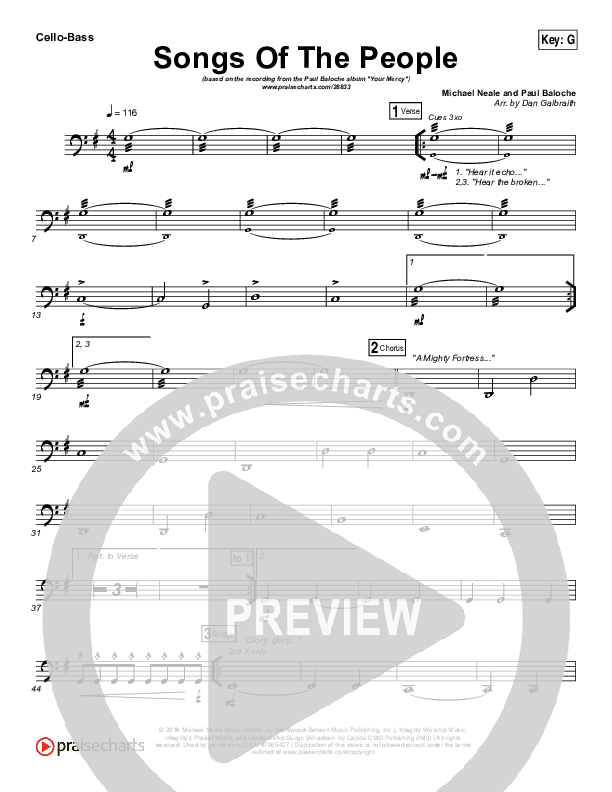 Songs Of The People Cello/Bass (Paul Baloche)