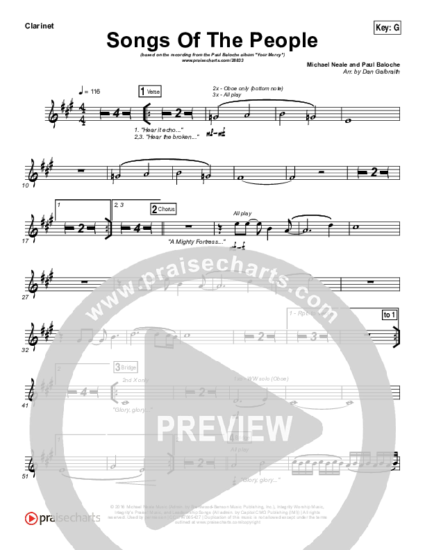 Songs Of The People Clarinet (Paul Baloche)