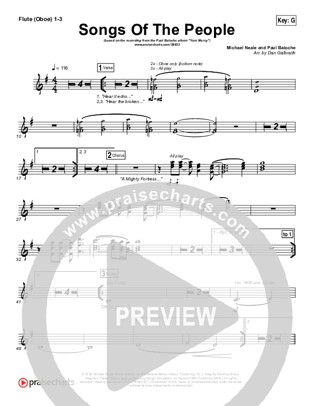 Songs Of The People Flute/Oboe 1/2/3 (Paul Baloche)