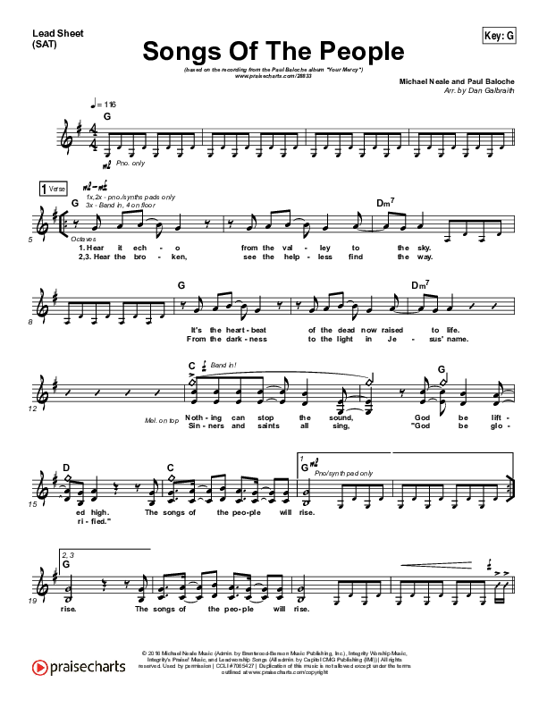 Songs Of The People Lead Sheet (SAT) (Paul Baloche)