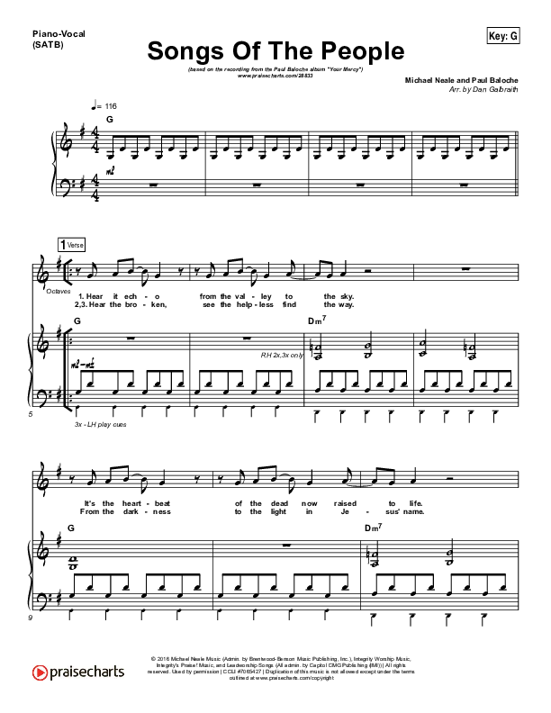 Songs Of The People Piano/Vocal (SATB) (Paul Baloche)