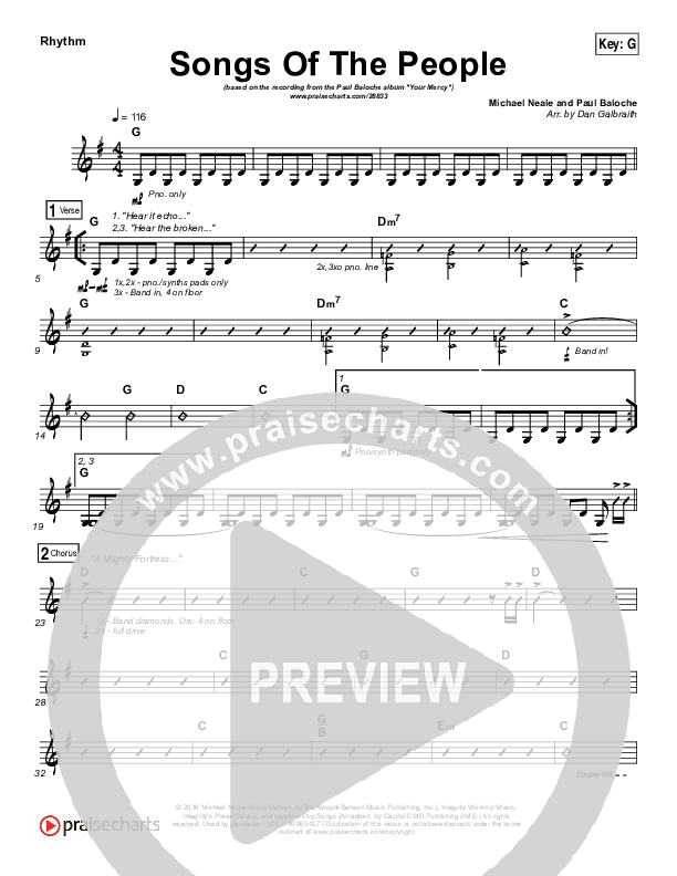 Songs Of The People Rhythm Chart (Paul Baloche)