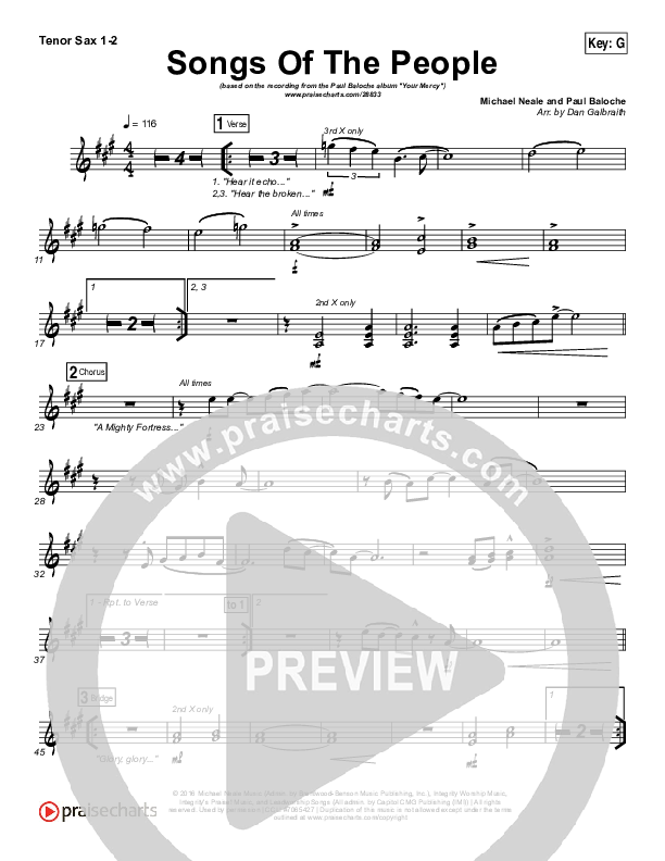 Songs Of The People Tenor Sax 1/2 (Paul Baloche)